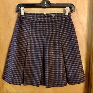 Wool Check Kick Pleat Skirt XS